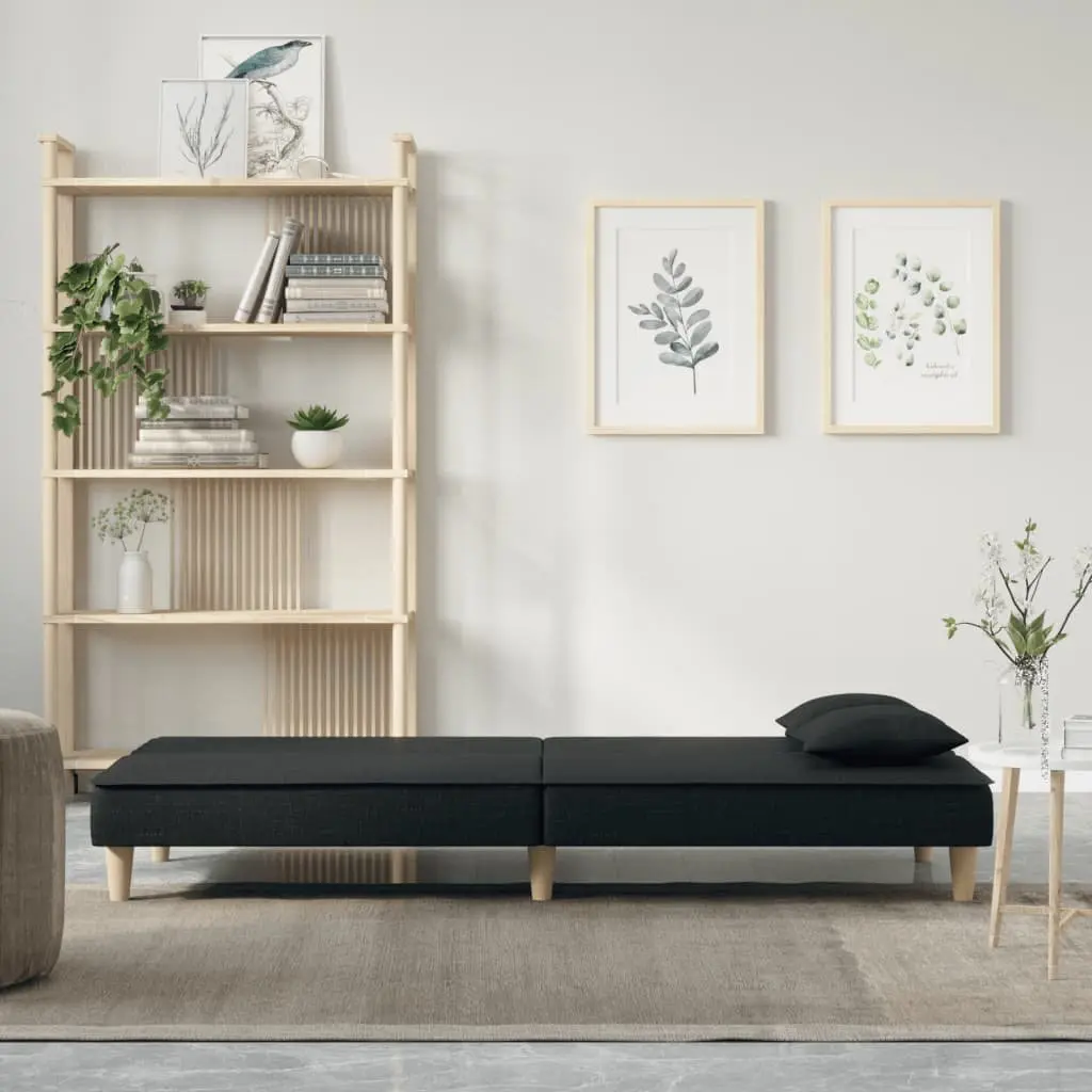 Black Fabric Sofa Bed with Adjustable Backrest
