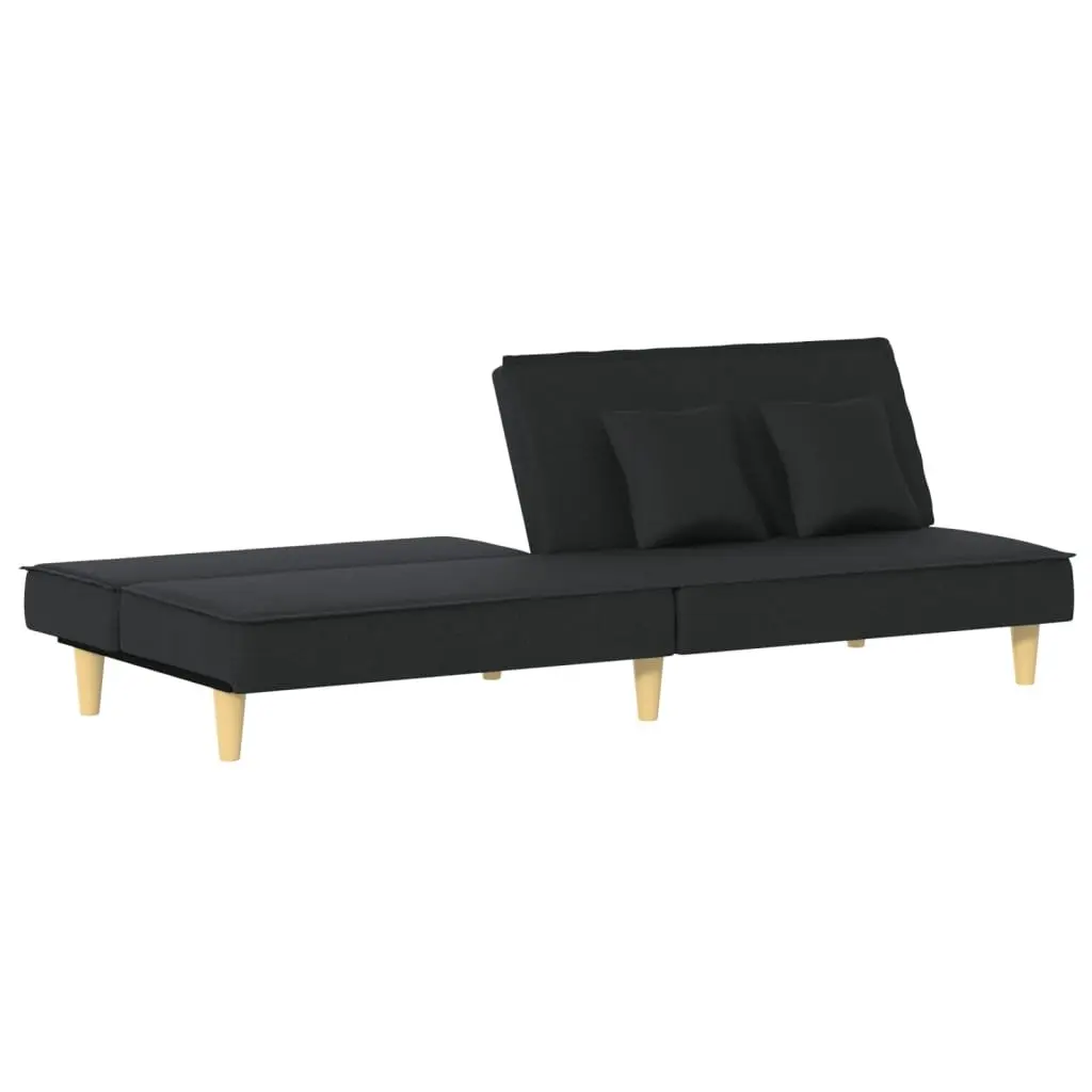 Black Fabric Sofa Bed with Adjustable Backrest