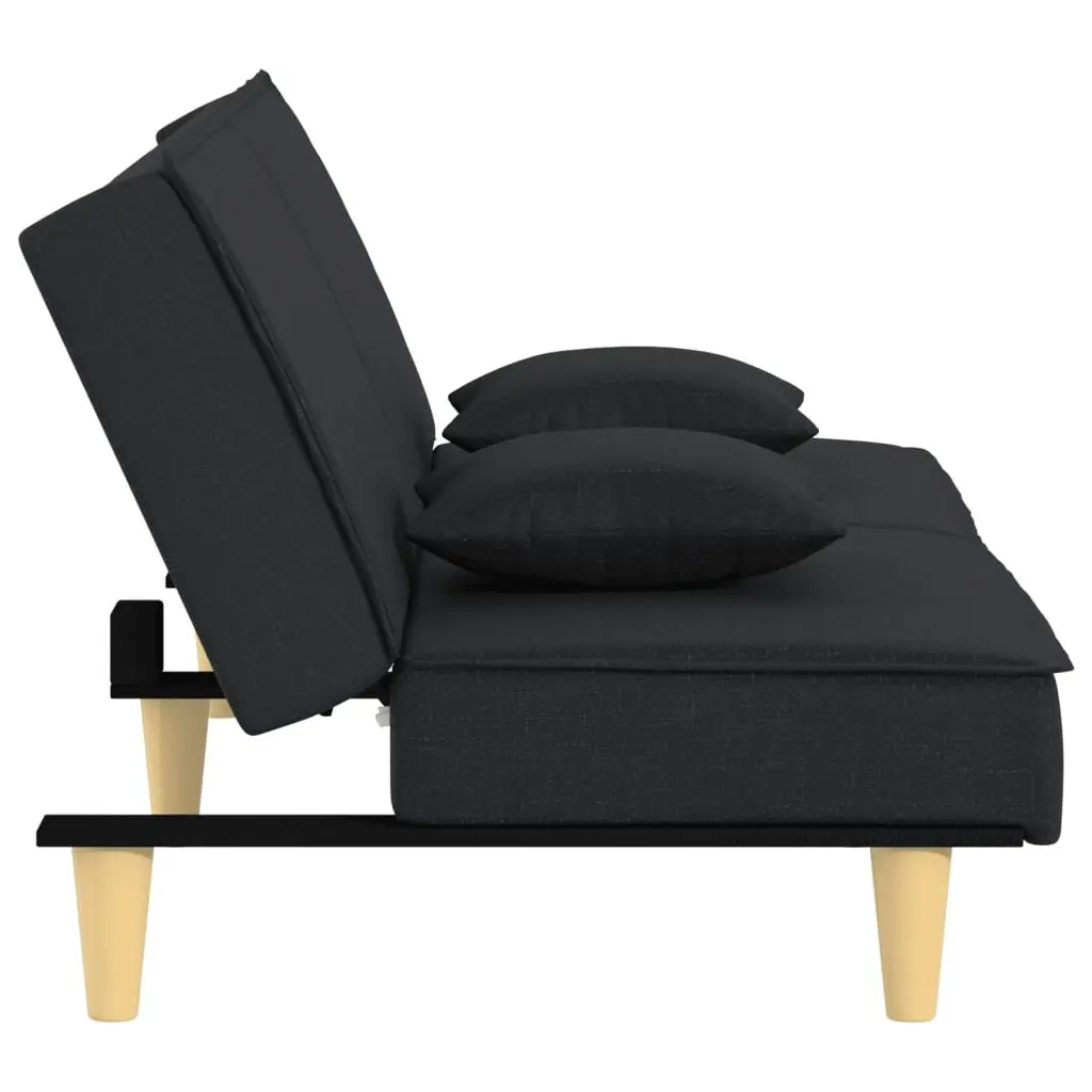 Black Fabric Sofa Bed with Adjustable Backrest