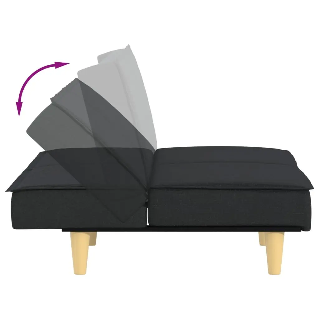Black Fabric Sofa Bed with Adjustable Backrest