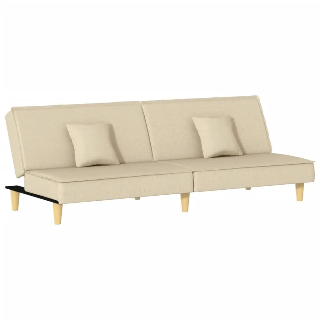 Cream Fabric Sofa Bed with Adjustable Backrest