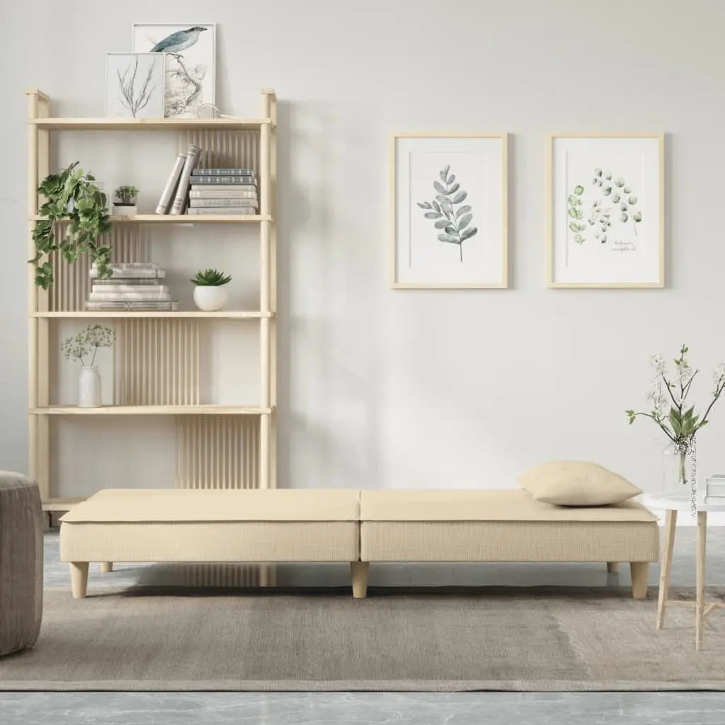 Cream Fabric Sofa Bed with Adjustable Backrest