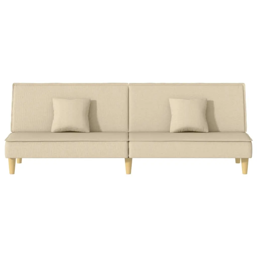 Cream Fabric Sofa Bed with Adjustable Backrest