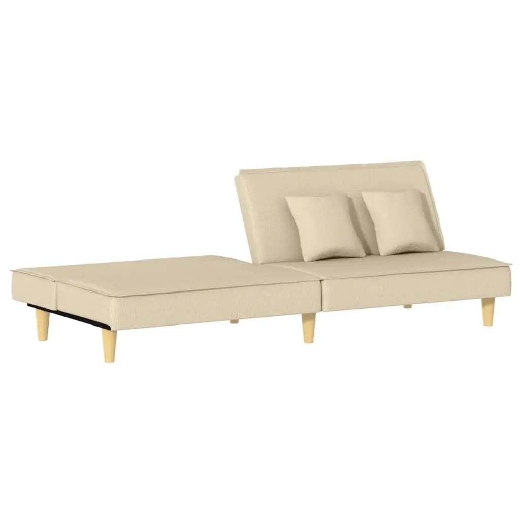 Cream Fabric Sofa Bed with Adjustable Backrest
