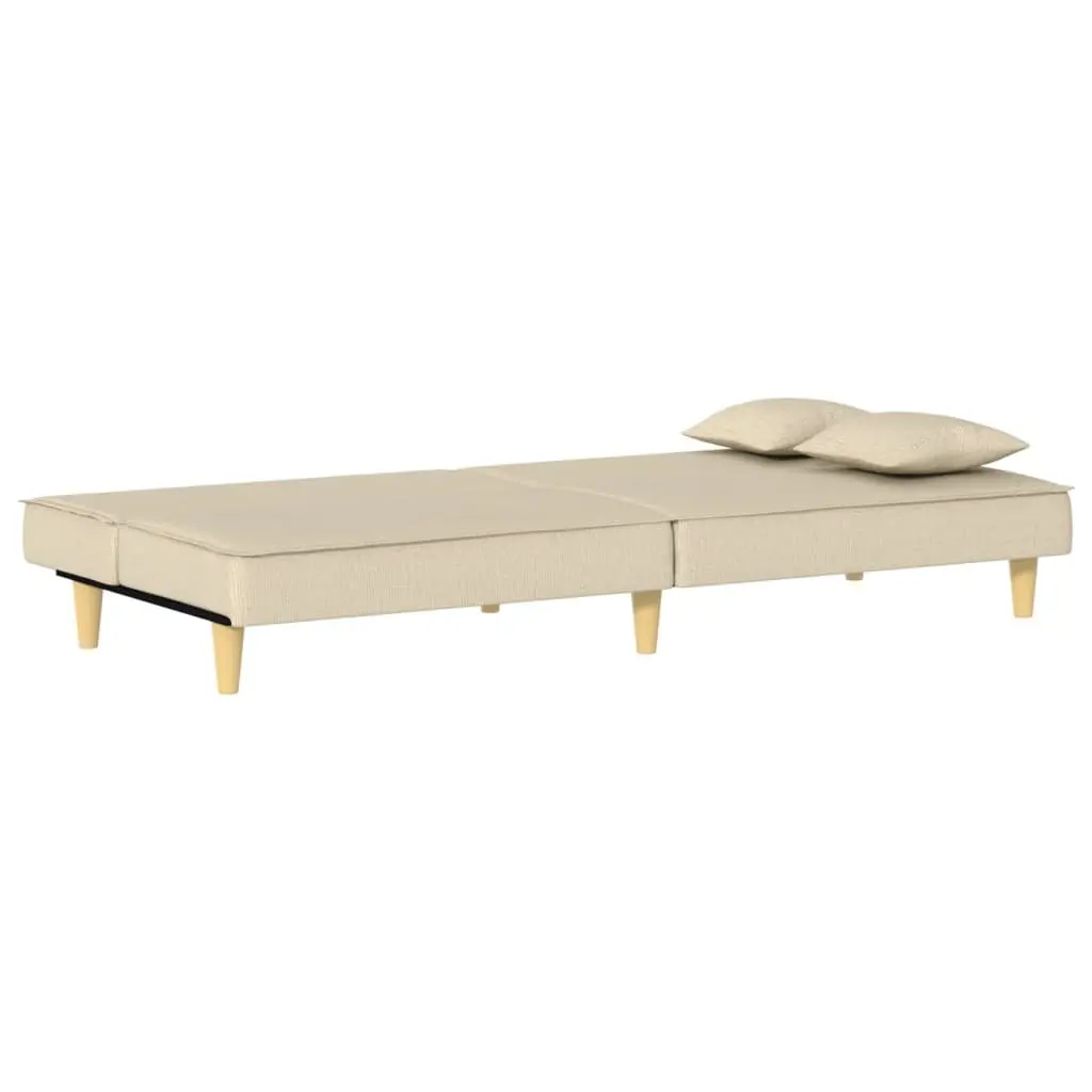 Cream Fabric Sofa Bed with Adjustable Backrest