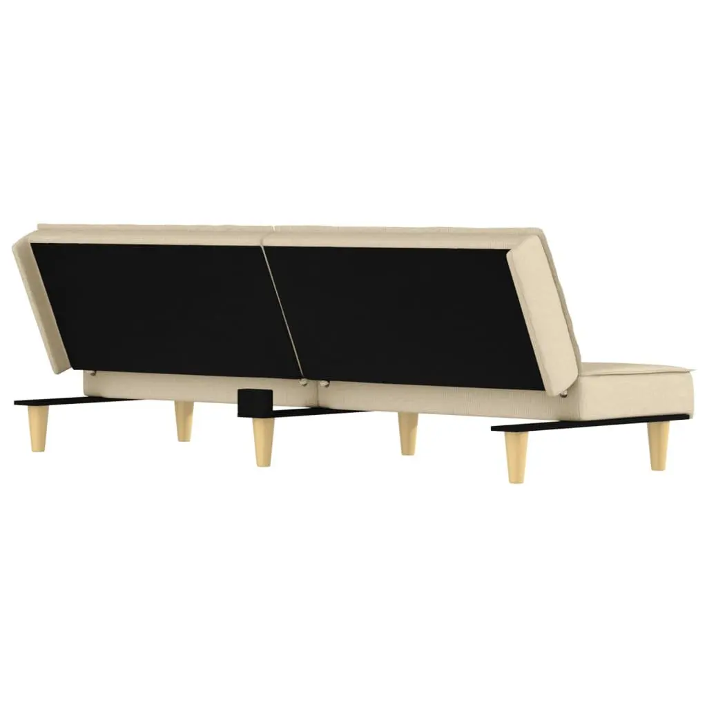 Cream Fabric Sofa Bed with Adjustable Backrest