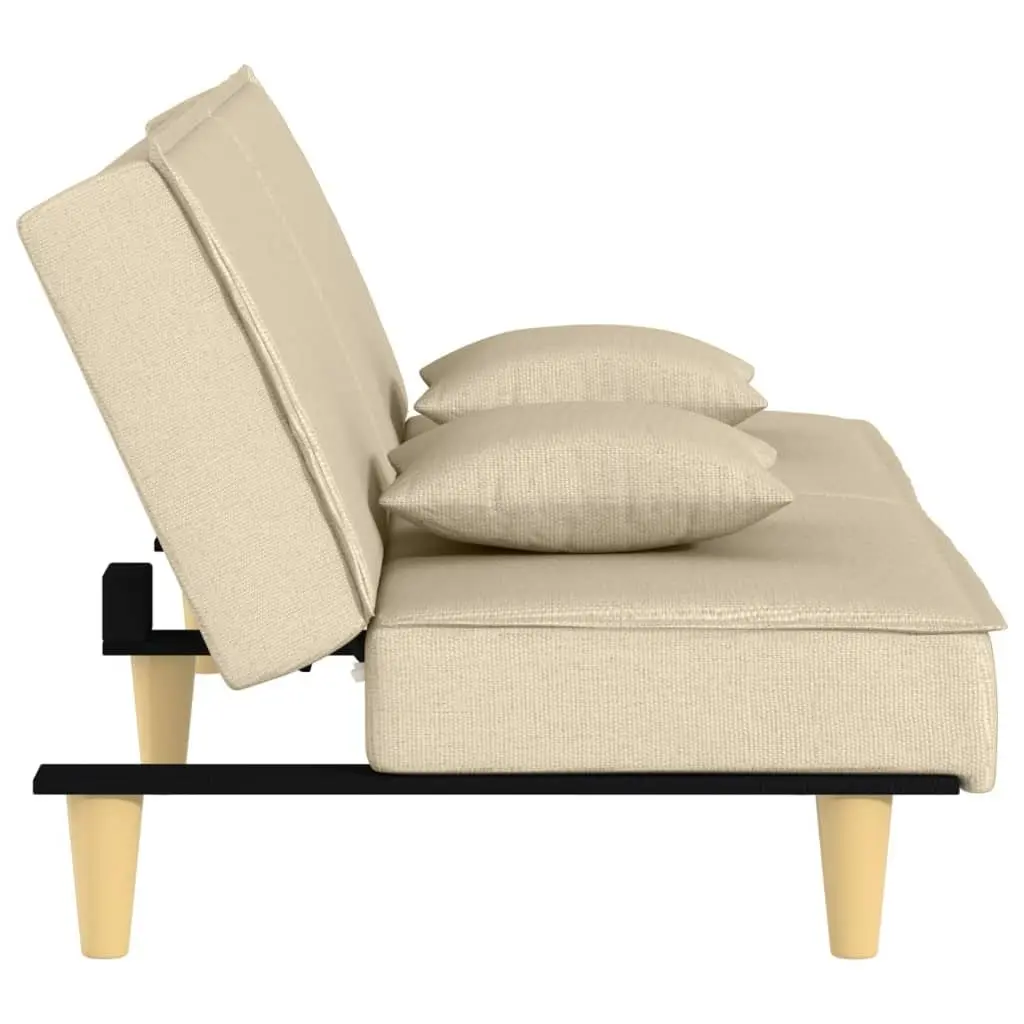 Cream Fabric Sofa Bed with Adjustable Backrest