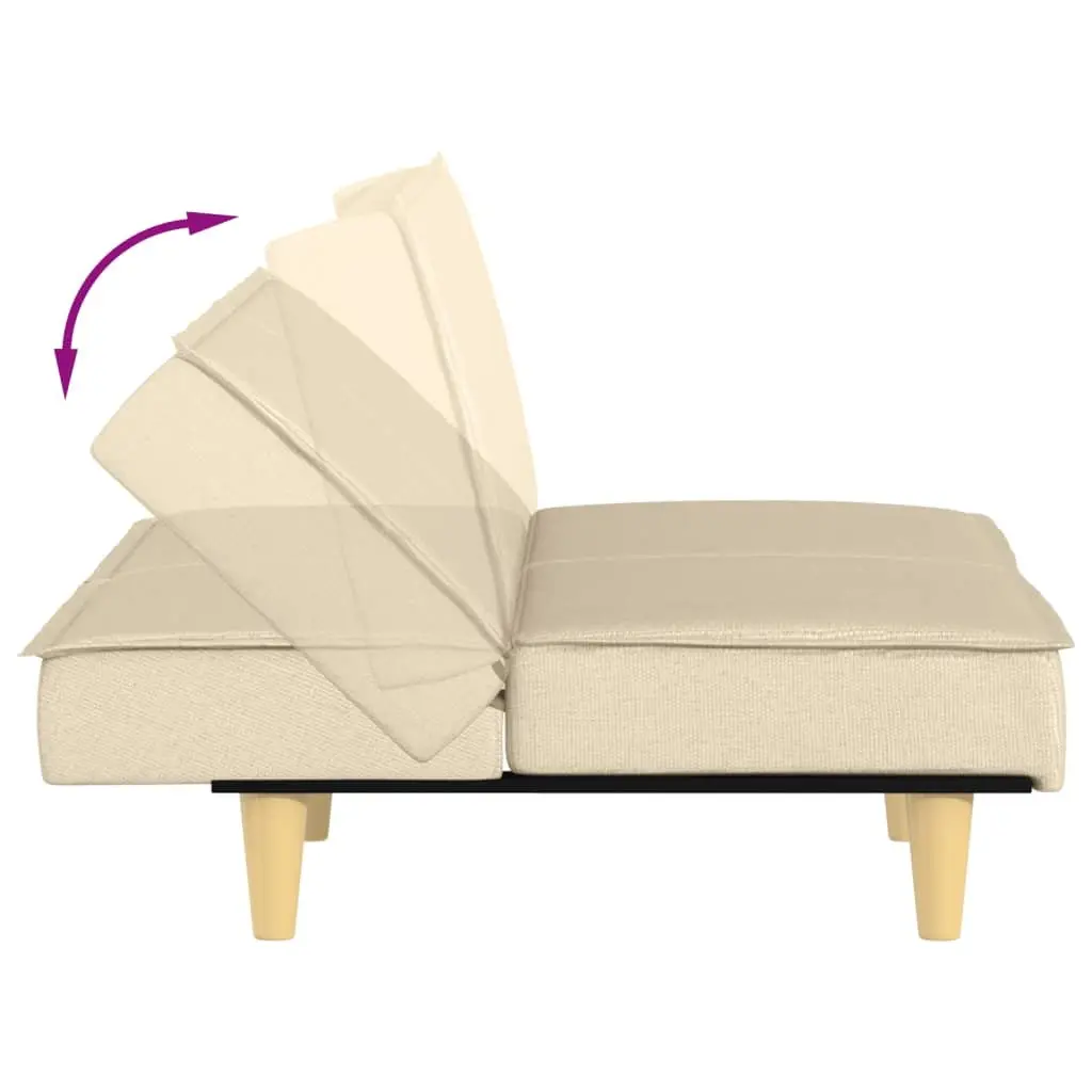 Cream Fabric Sofa Bed with Adjustable Backrest