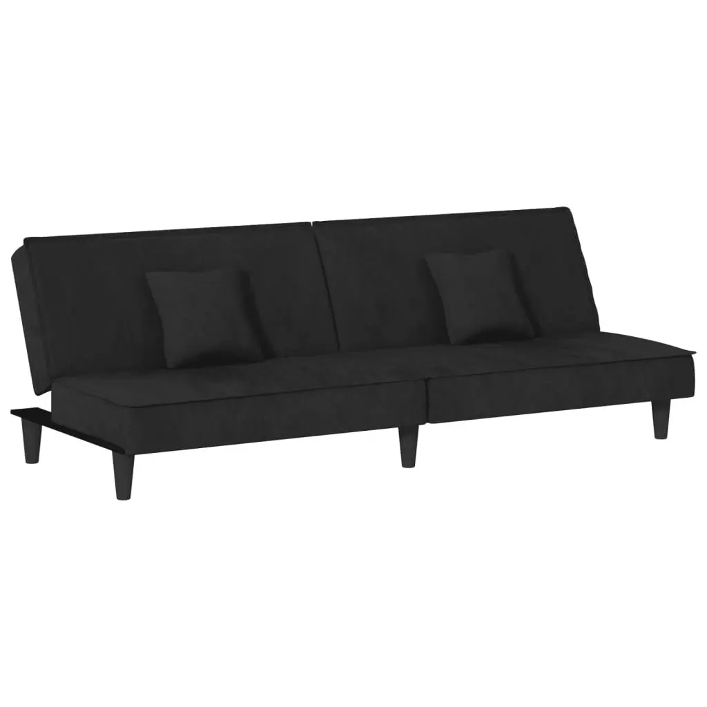 Black Velvet Sofa Bed with Adjustable Backrest