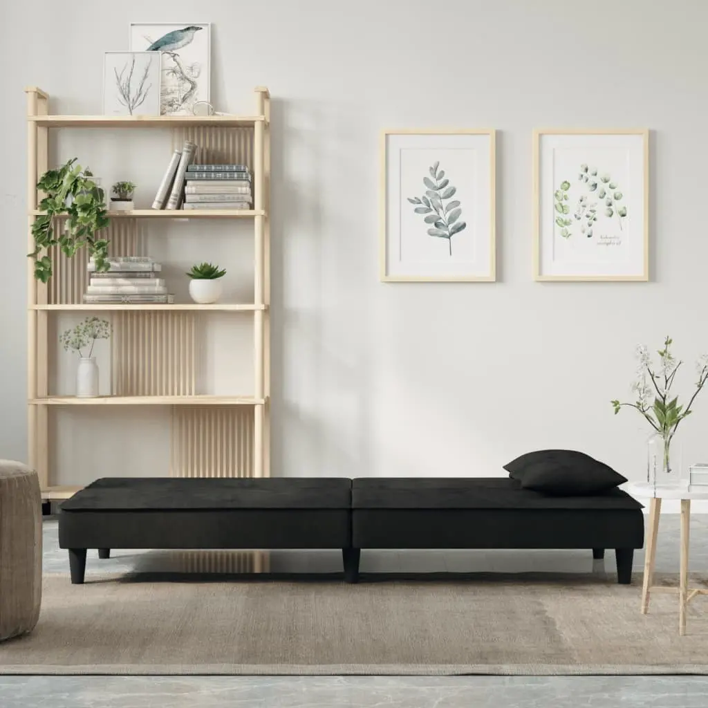 Black Velvet Sofa Bed with Adjustable Backrest