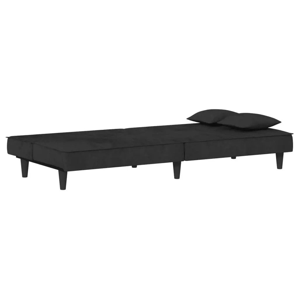 Black Velvet Sofa Bed with Adjustable Backrest