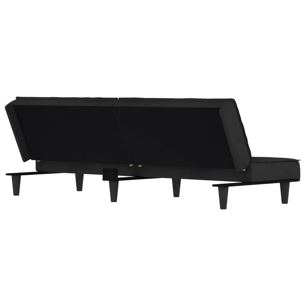 Black Velvet Sofa Bed with Adjustable Backrest
