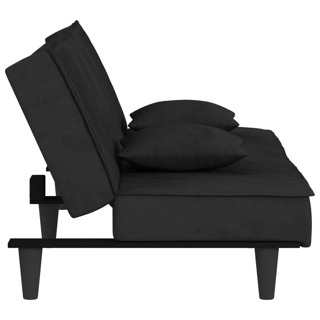 Black Velvet Sofa Bed with Adjustable Backrest