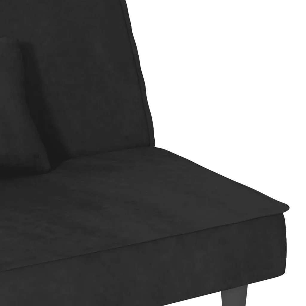Black Velvet Sofa Bed with Adjustable Backrest