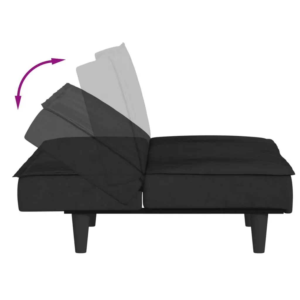 Black Velvet Sofa Bed with Adjustable Backrest