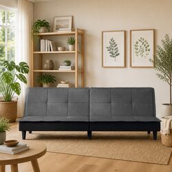 Grey Fabric Sofa Bed with Adjustable Backrest
