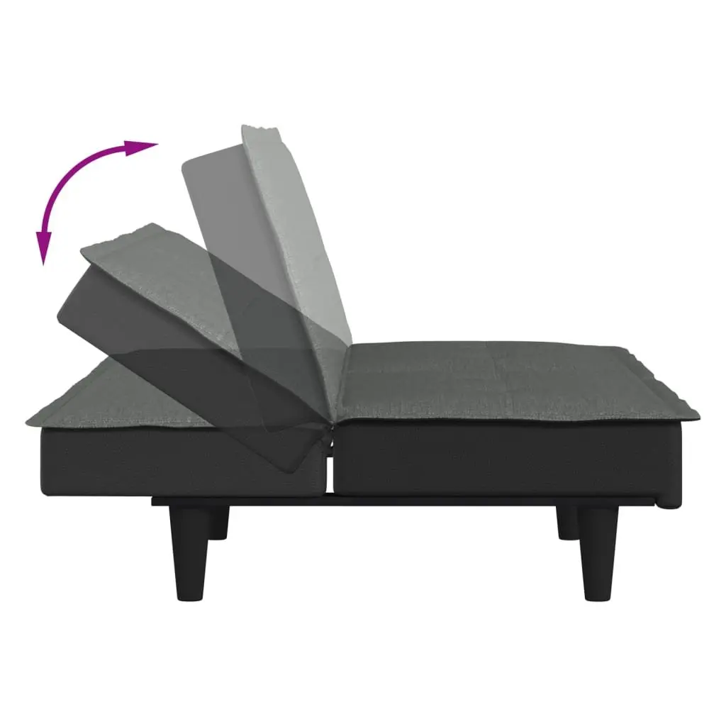 Sofa Bed Grey Fabric Adjustable Backrest Sleeper Couch Guest Accommodation