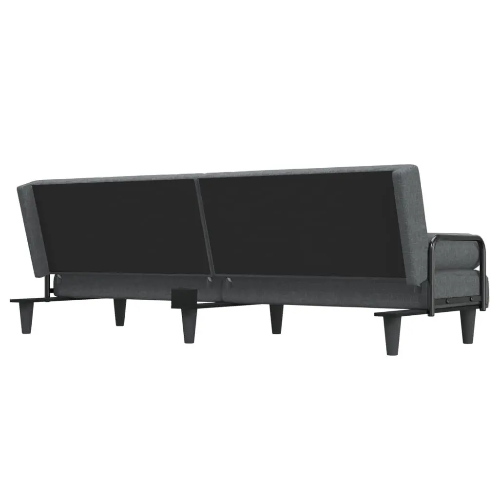 Grey Fabric Sofa Bed with Armrests and Adjustable Backrest