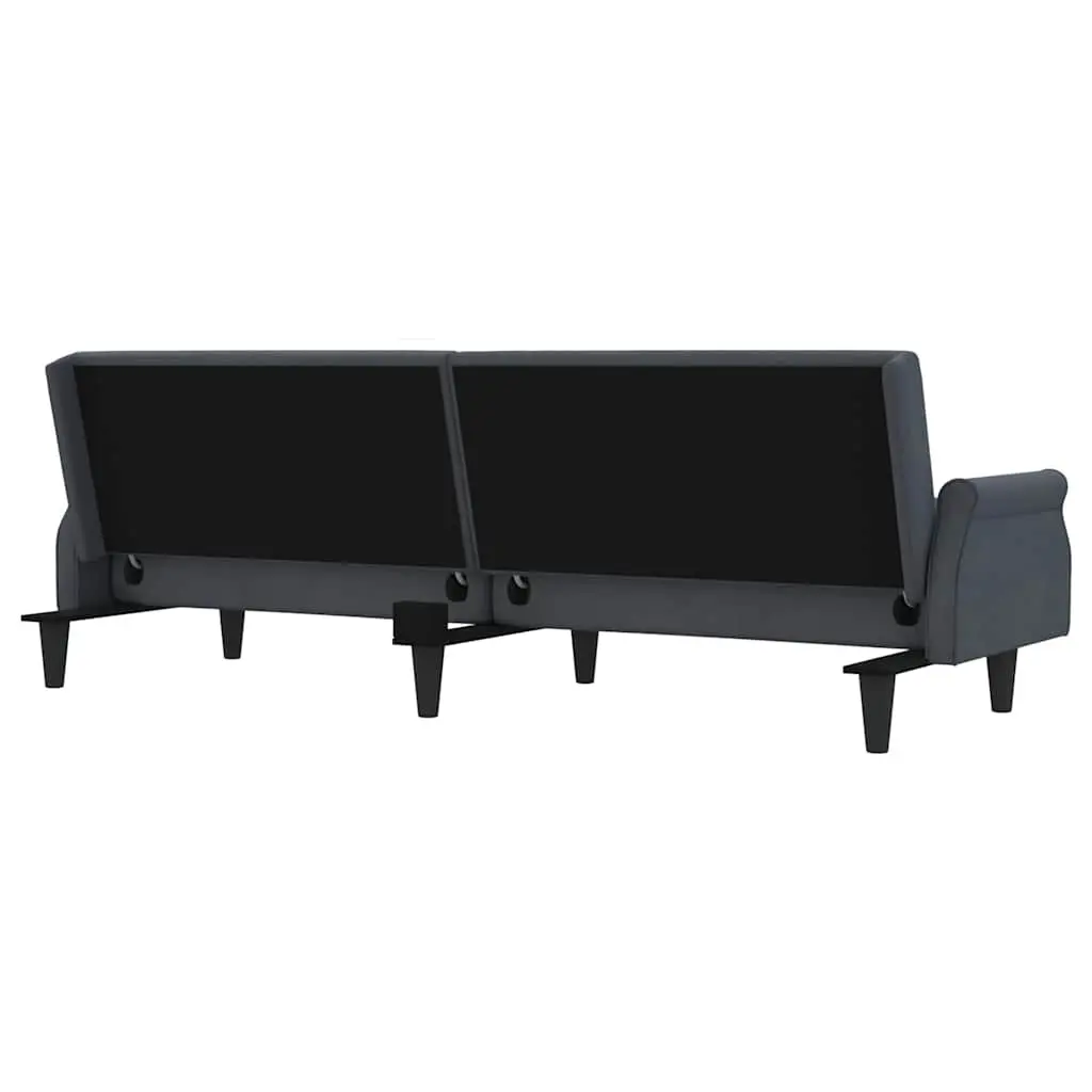 Grey Velvet Sofa Bed with Armrests