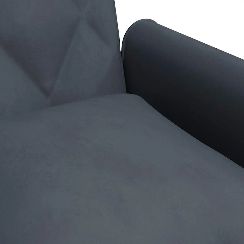 Grey Velvet Sofa Bed with Armrests