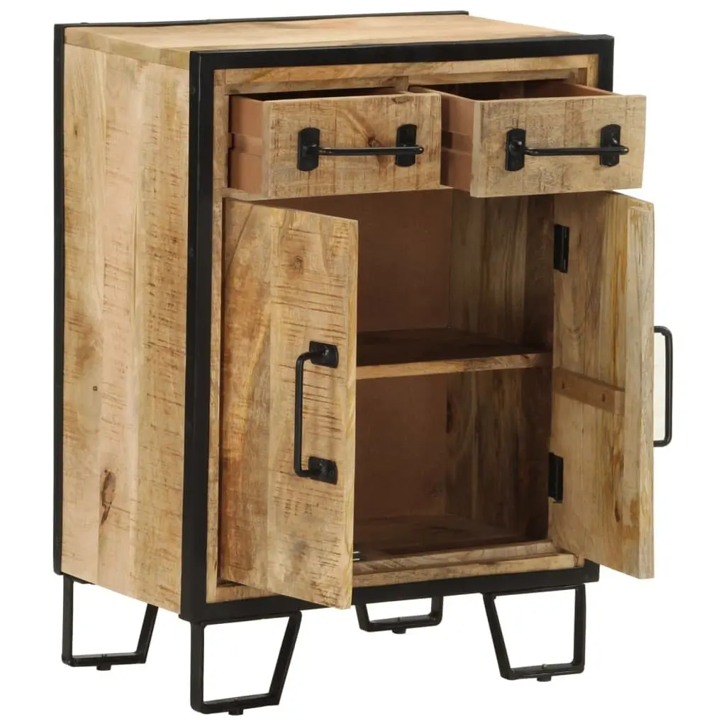 Sideboard Cabinet with 2 Drawers Storage Buffet Brown Furniture Solid Wood Iron
