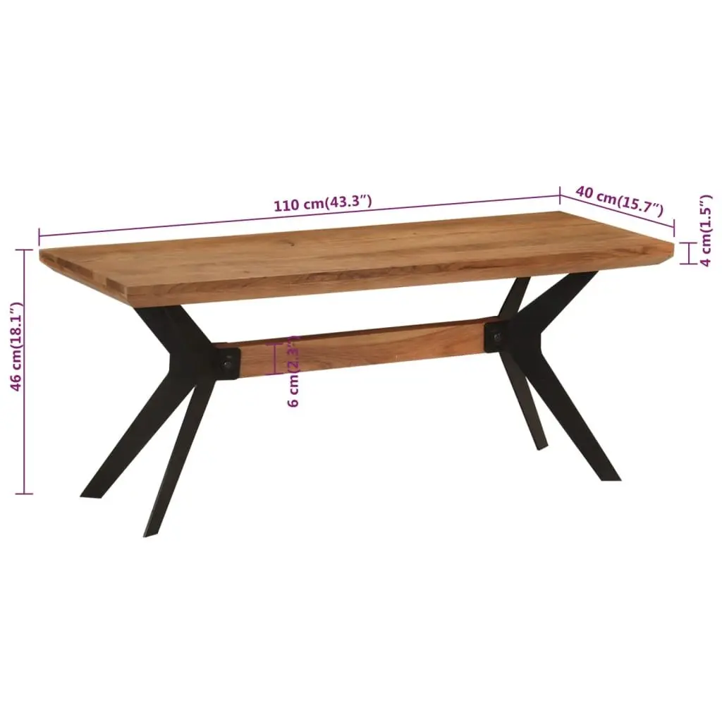 Dining Bench Industrial Style 110x40x46 cm Solid Acacia Wood Steel