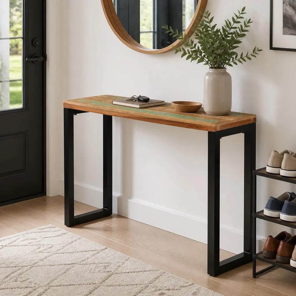 Solid Reclaimed Wood Console Table for Entryway 110x35x75 cm