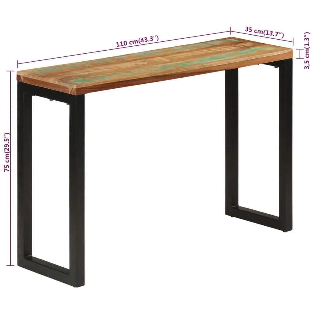 Solid Reclaimed Wood Console Table for Entryway 110x35x75 cm