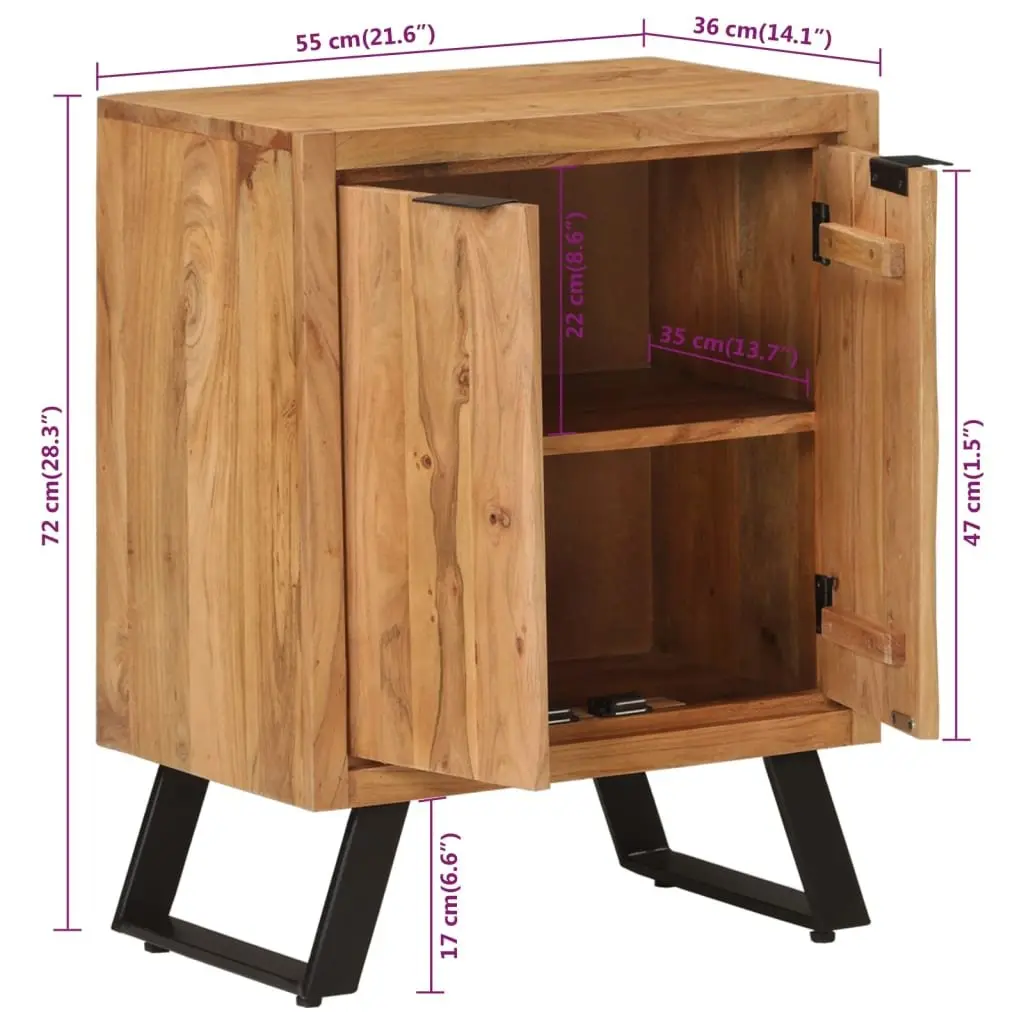Solid Wood Sideboard Storage Cabinet in Brown