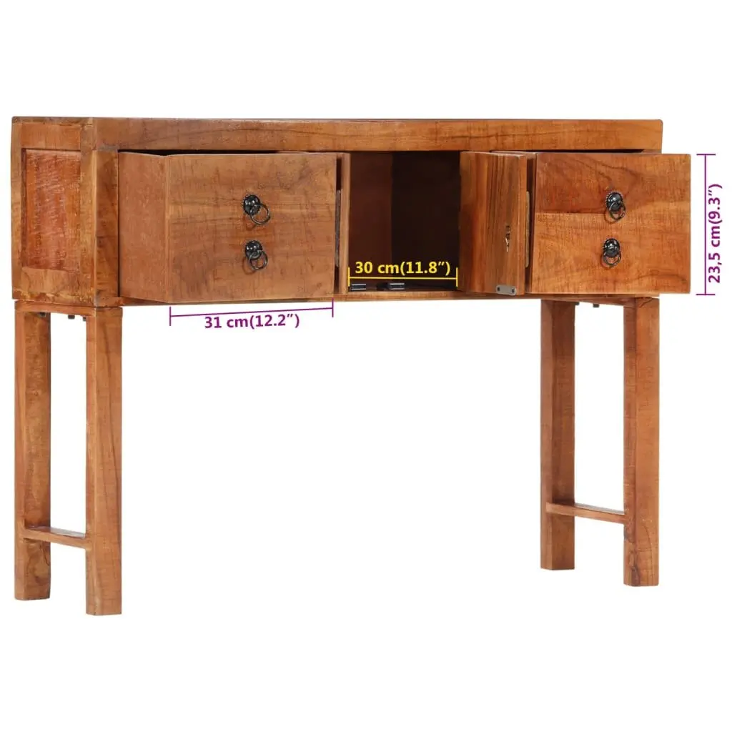 Solid Wood Console Table 120x32x80cm Hallway Accent Furniture Storage Drawers