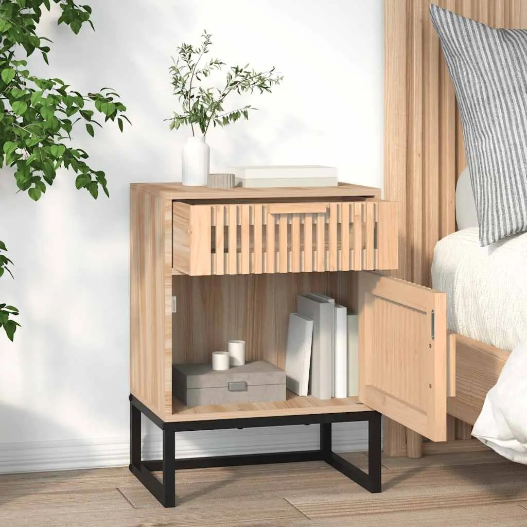 Bedside Cabinets 2 pcs Brown Scandinavian Engineered Wood Nightstand Storage
