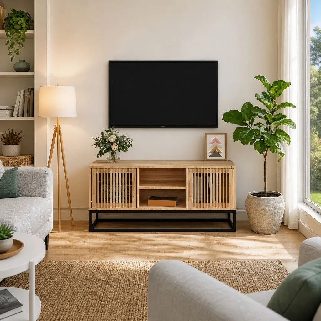 TV Cabinet Brown 105x30x45 cm Engineered Wood Storage Unit with Metal Feet