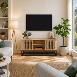 Brown Engineered Wood TV Cabinet with Metal Feet 105x30x45 cm
