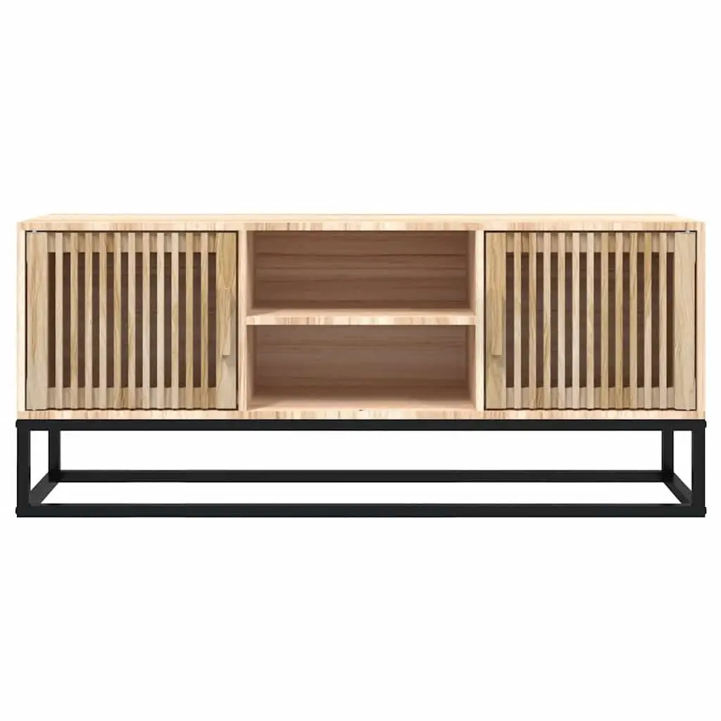 TV Cabinet Brown 105x30x45 cm Engineered Wood Storage Unit with Metal Feet
