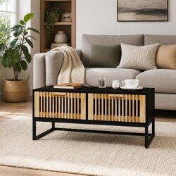 Stylish Black Coffee Table with 2 Drawers for Storage