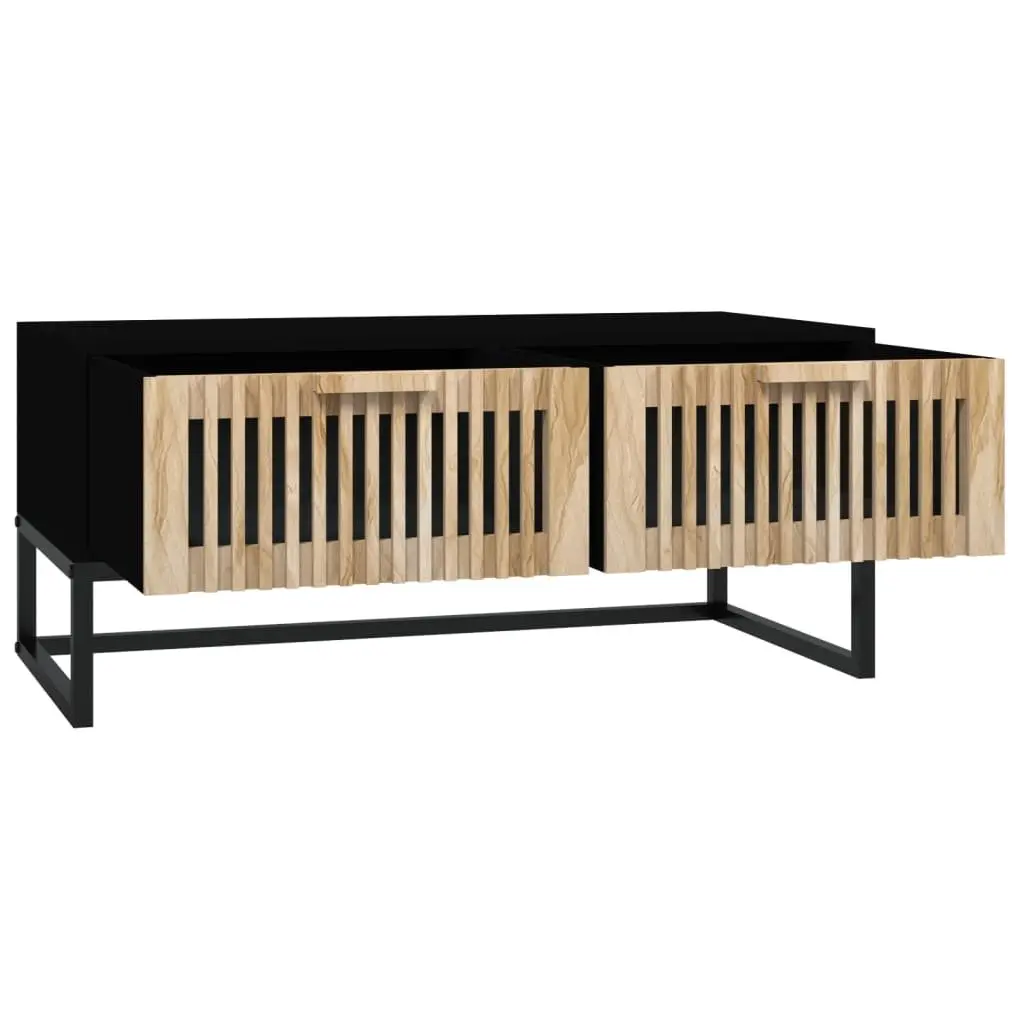 Black Coffee Table with 2 Drawers for Storage