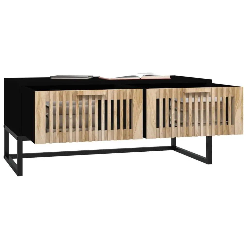 Black Coffee Table with 2 Drawers for Storage