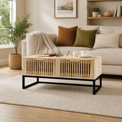 Elegant Brown Coffee Table with Storage Drawers