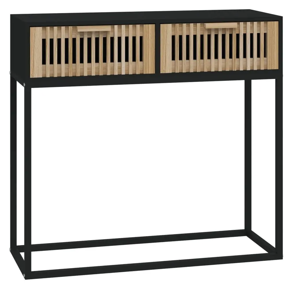 Console Table Black 80x30x75 cm Engineered Wood Iron Hallway Accent Storage