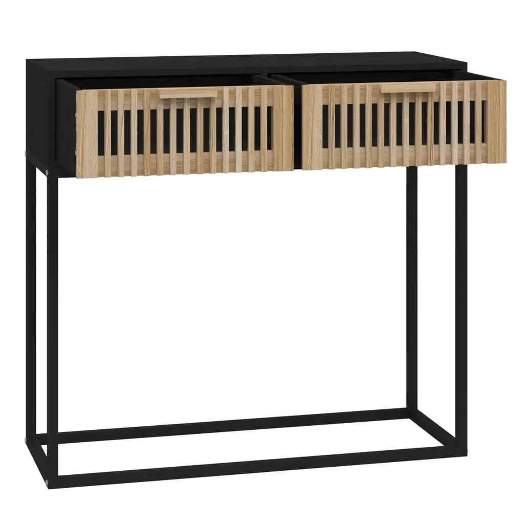 Console Table Black 80x30x75 cm Engineered Wood Iron Hallway Accent Storage