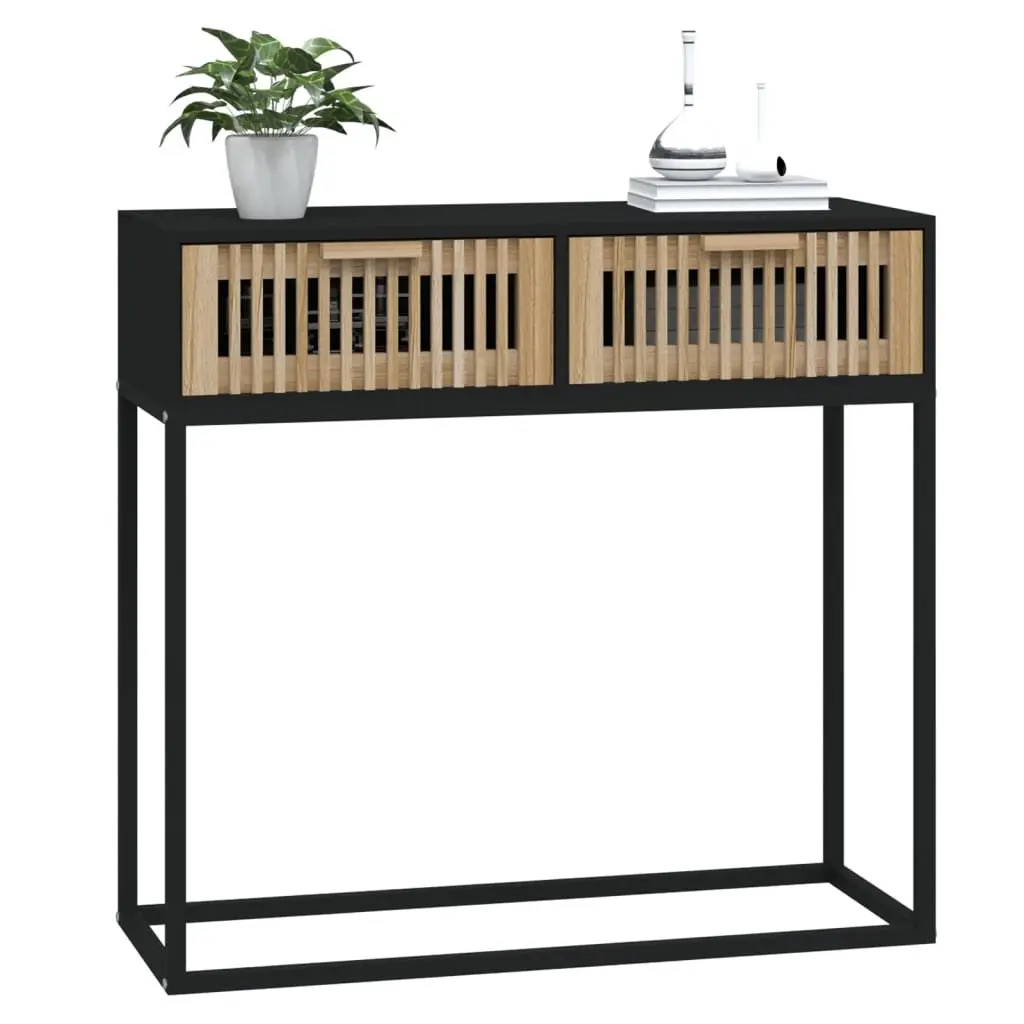 Console Table Black 80x30x75 cm Engineered Wood Iron Hallway Accent Storage