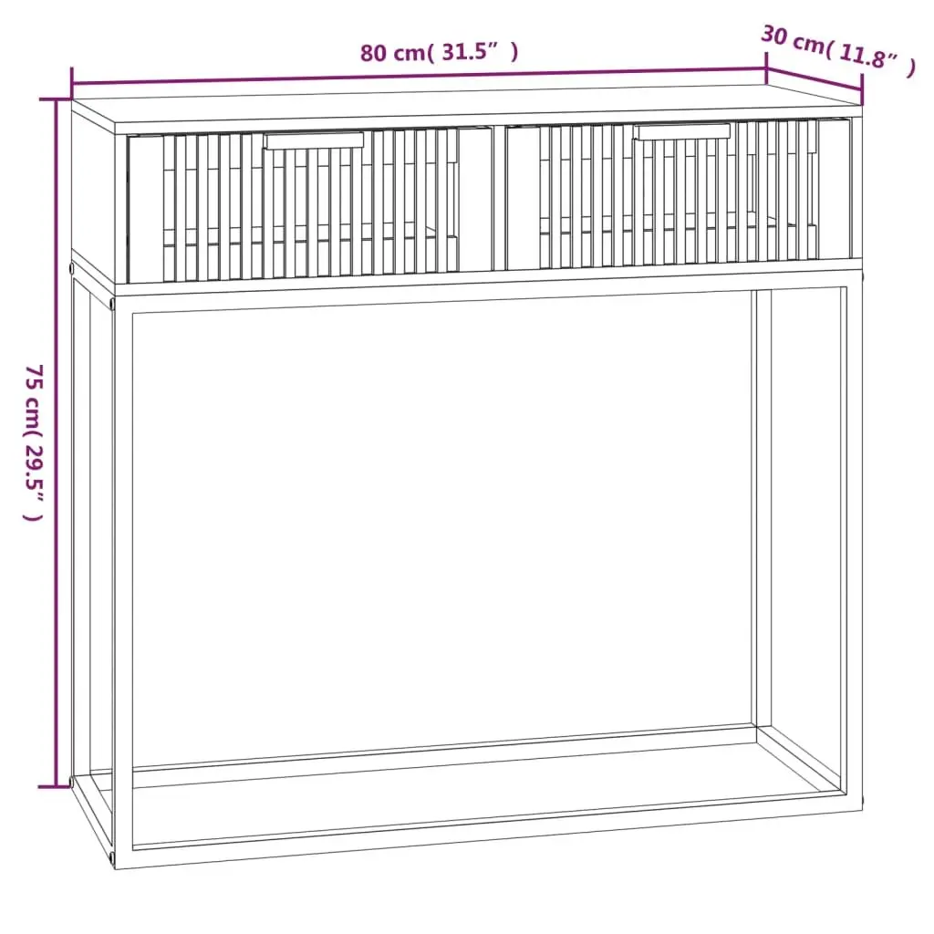 Console Table Black 80x30x75 cm Engineered Wood Iron Hallway Accent Storage