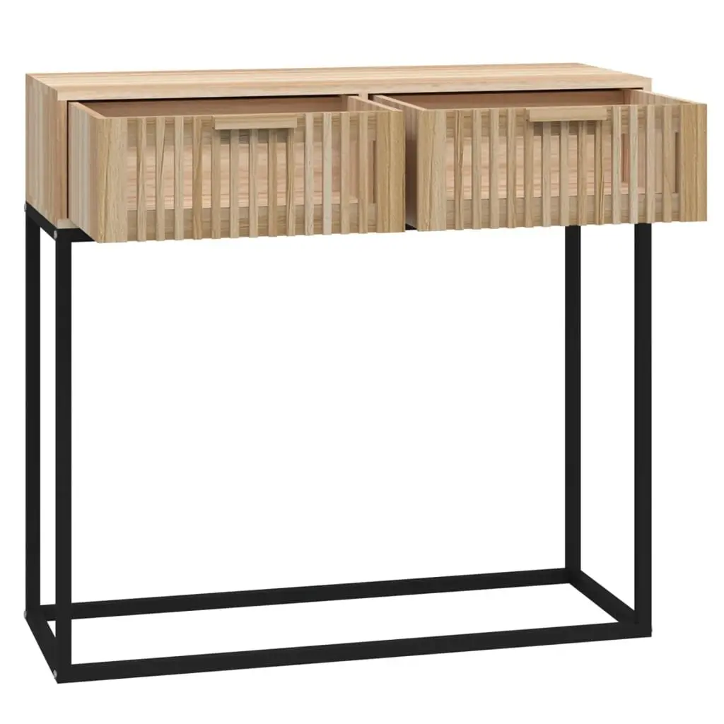 Console Table 80x30x75cm Brown Engineered Wood Iron Hallway Entryway Storage