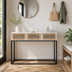 White Console Table with 3 Drawers 105x30x75cm