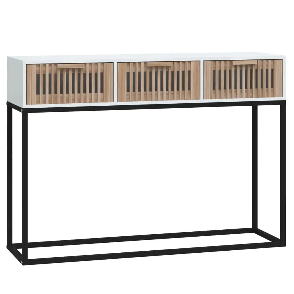 White Console Table with 3 Drawers 105x30x75cm