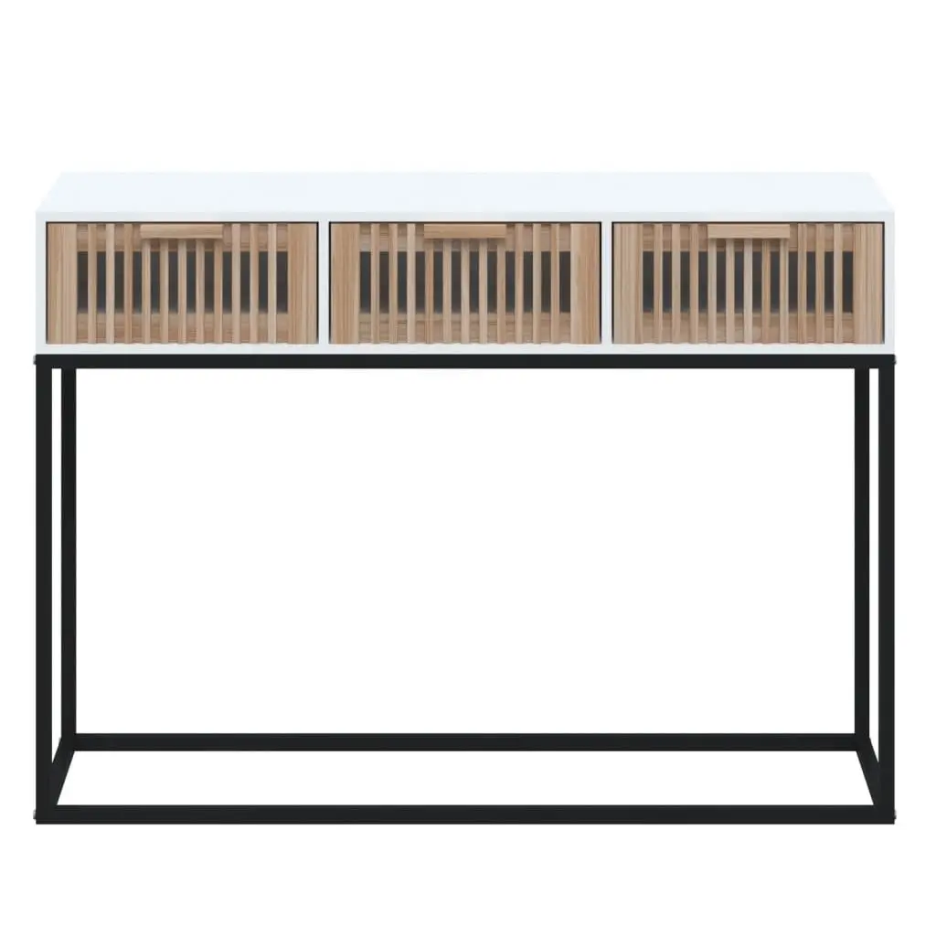 White Console Table with 3 Drawers 105x30x75cm