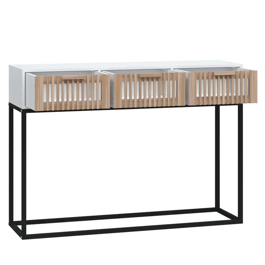 White Console Table with 3 Drawers 105x30x75cm