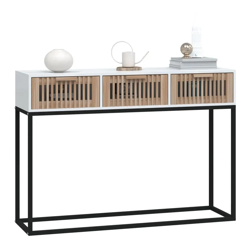 White Console Table with 3 Drawers 105x30x75cm