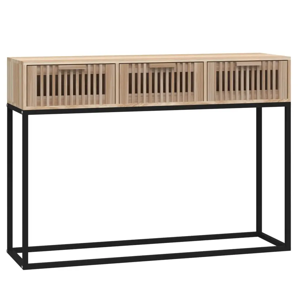 Brown Console Table with 3 Drawers 105x30x75cm