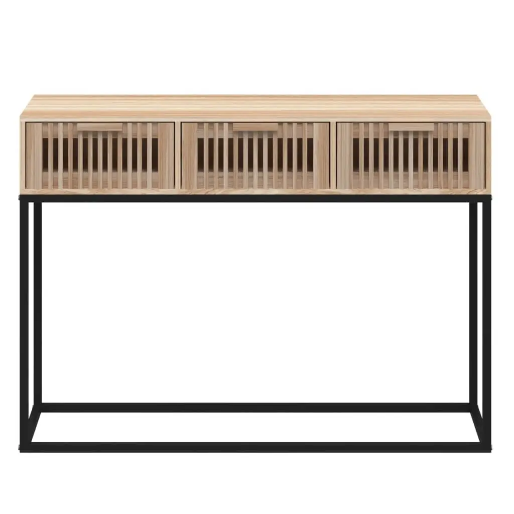 Brown Console Table with 3 Drawers 105x30x75cm